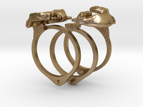 Fox Gimmal Ring in Polished Gold Steel