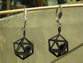 Dodecahedron and Ball Earrings in Red Processed Versatile Plastic