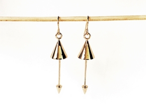 Earrings - Pendulum Dangle Earrings in Polished Bronze (Interlocking Parts)