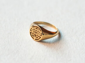 Longevity-Lady Signet Ring in Polished Brass: 4 / 46.5