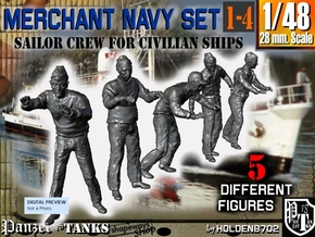 1-48 Merchant Navy Crew Set 1-4 in Tan Fine Detail Plastic