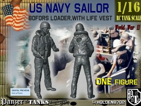 1-16 USN Sailor Lifevest Bofors Loader 1 in White Natural Versatile Plastic