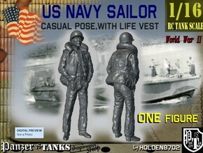 1-16 US Navy Sailor Lifevest Hands-Pockets in White Natural Versatile Plastic