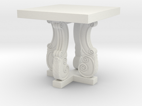 Decorative French Side Table in White Natural Versatile Plastic: 1:48