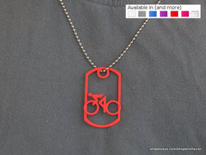 Cyclist - racing - dog tag in Red Processed Versatile Plastic
