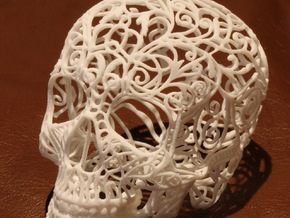 Skull Filagree - v1 -10.5cm  in White Natural Versatile Plastic