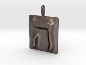 05 He Pendant in Polished Bronzed Silver Steel