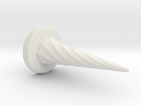 Smooth Straight Spiral Horn in White Natural Versatile Plastic