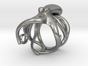 Octopus Ring 23.4mm(American Size 14.5) in Natural Silver