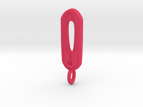 Safety Pin Pendant in Pink Processed Versatile Plastic: Medium