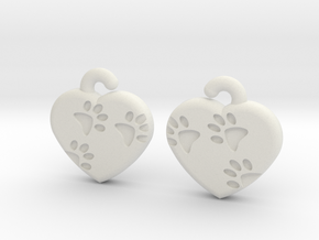 Pawprints On My Heart Earrings in White Natural Versatile Plastic
