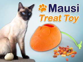 Mausi - Treat Dispenser for Cats in White Natural Versatile Plastic