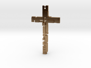 Cross with dimensions in Natural Brass