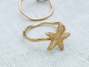 Starfish ring in Polished Gold Steel: 6 / 51.5