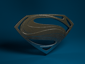 Man Of Steel - Double Sided in Polished Bronzed Silver Steel