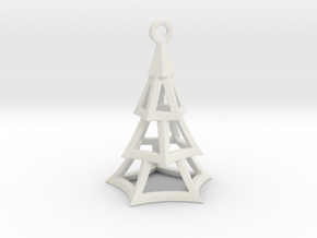 Cartoon Xmas Tree 100mm With Hanger in White Natural Versatile Plastic
