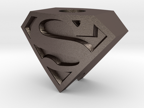 Superman Logo Bead in Polished Bronzed Silver Steel