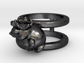 Ring Frosch in Polished and Bronzed Black Steel