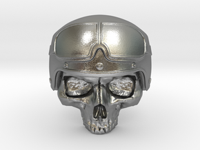 Motorbike Skull in Natural Silver