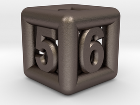 Game Dice 01 in Polished Bronzed Silver Steel: Small