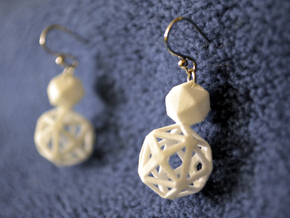 Polyhedron Snowman Earring in White Natural Versatile Plastic