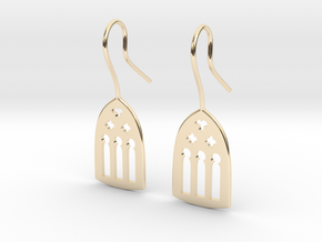 Cathedral Earrings in 14k Gold Plated Brass: Medium