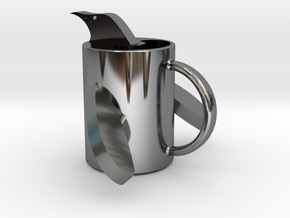 penguin mug .stl in Fine Detail Polished Silver