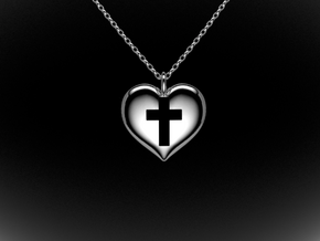 Cross Heart in Polished Silver