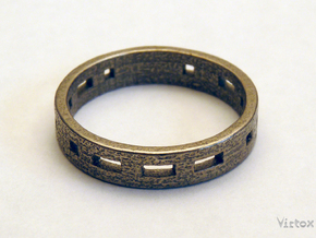 Morse code ring (Customized) in Polished Bronzed Silver Steel