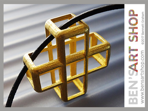 Cross Blocks Pendant in Polished Gold Steel