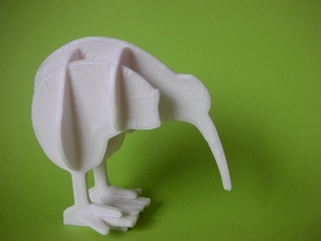 3D Jigsaw Kiwi Bird in White Natural Versatile Plastic: Small