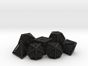 RATTLERS - Floating Polyhedral Dice Set in Black Natural Versatile Plastic