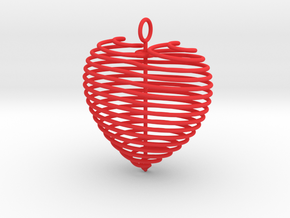 Coiled Heart with Bail in Red Processed Versatile Plastic: Extra Large