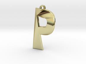 Distorted letter P in 18k Gold Plated Brass