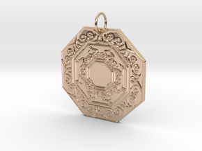 Ornate Octagon Pendant in 14k Rose Gold Plated Brass