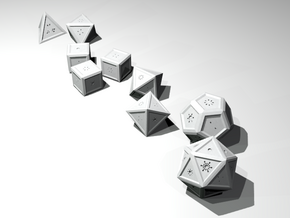 Radial: Stylized Dice Set in White Processed Versatile Plastic