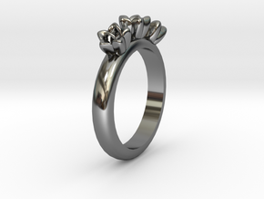Flower ring in Fine Detail Polished Silver
