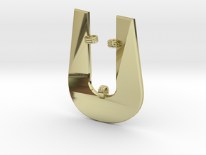 Distorted letter U in 18k Gold Plated Brass