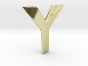 Distorted letter Y in 18k Gold Plated Brass