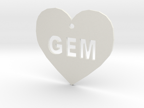 Heart Name Tag Small (1.5") in White Natural Versatile Plastic