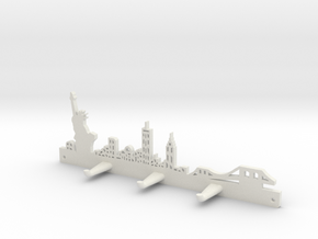 New York Skyline - Key Chain Holder Without Border in White Natural Versatile Plastic