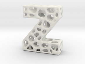Voronoi Letter ( alphabet ) Z in White Natural Versatile Plastic