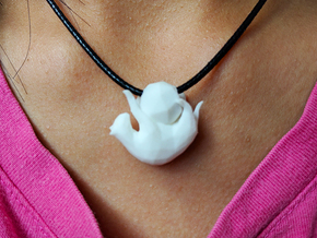 Cat with Yarn Charm  in White Natural Versatile Plastic