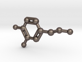Dopamine Molecule Keychain in Polished Bronzed Silver Steel