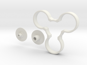 Minimalistic Trispinner with Buttons in White Natural Versatile Plastic