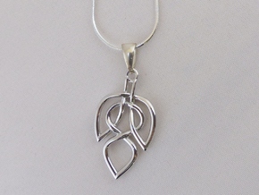 Leaf Celtic Knot Pendant in Polished Silver
