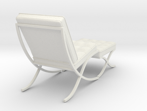 Miniature Barcelona Chair - Ludwig Van Der Rohe in White Natural Versatile Plastic: 1:12