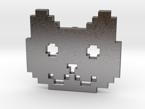 Retro Pixel Cat Pendant in Polished Nickel Steel