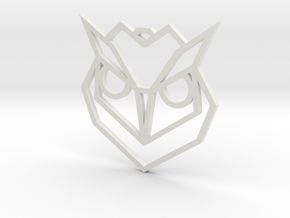 Geometric Owl Pendant in White Natural Versatile Plastic