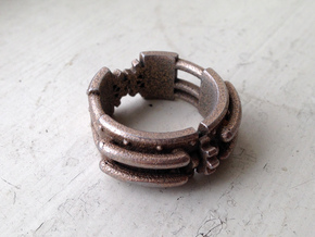 Epic Steampunk Ring in Polished Bronzed Silver Steel